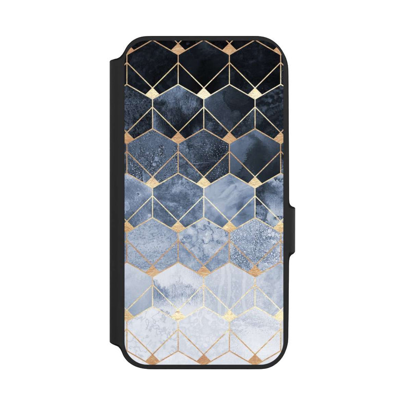 Galaxy A54 5G NIVOflip Blue Hexagons And Diamonds Gold Print
