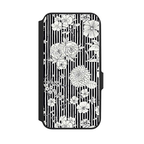 Samsung Galaxy A54 5G NIVOflip Blumen und Streifen Schwarz und Weiß