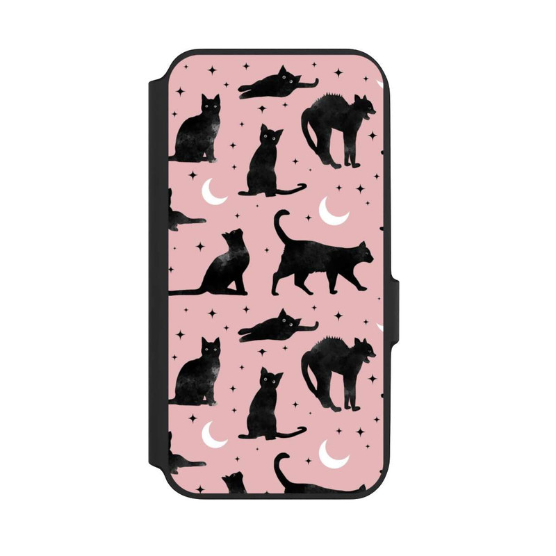 Galaxy A54 5G NIVOflip Katzen und Mond auf Rosa