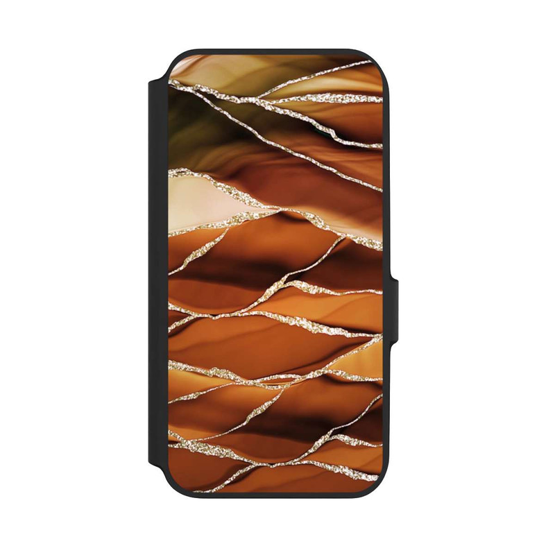 Galaxy A54 5G NIVOflip Rayures marbrées marron aspect pailleté