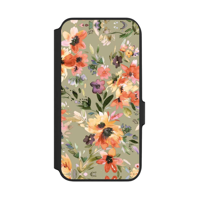Galaxy A54 5G NIVOflip Malerische tropische Blumen Salbeigrün