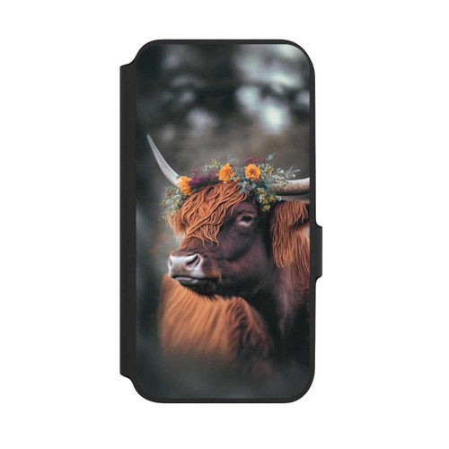 Samsung Galaxy A54 5G NIVOflip Vache des Highlands avec des fleurs avec IA