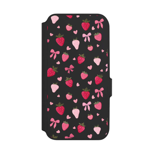 Samsung Galaxy A54 5G NIVOflip Strawberry Ribbon Pattern Pink Transparent