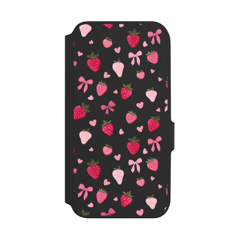 Galaxy A54 5G NIVOflip Erdbeer Herz Schleifen Pink Muster Transparent
