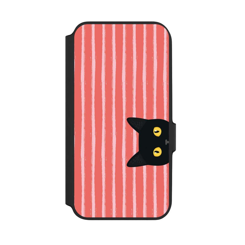 Galaxy A54 5G NIVOflip Black Cat on Orange Stripes