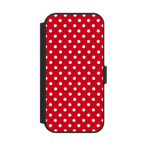 Apple iPhone 15 NIVOflip Polka Dots Dunkelrot und Weiß