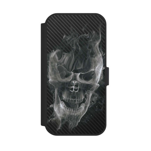 Apple iPhone 15 NIVOflip rauchender Totenkopf Carbon