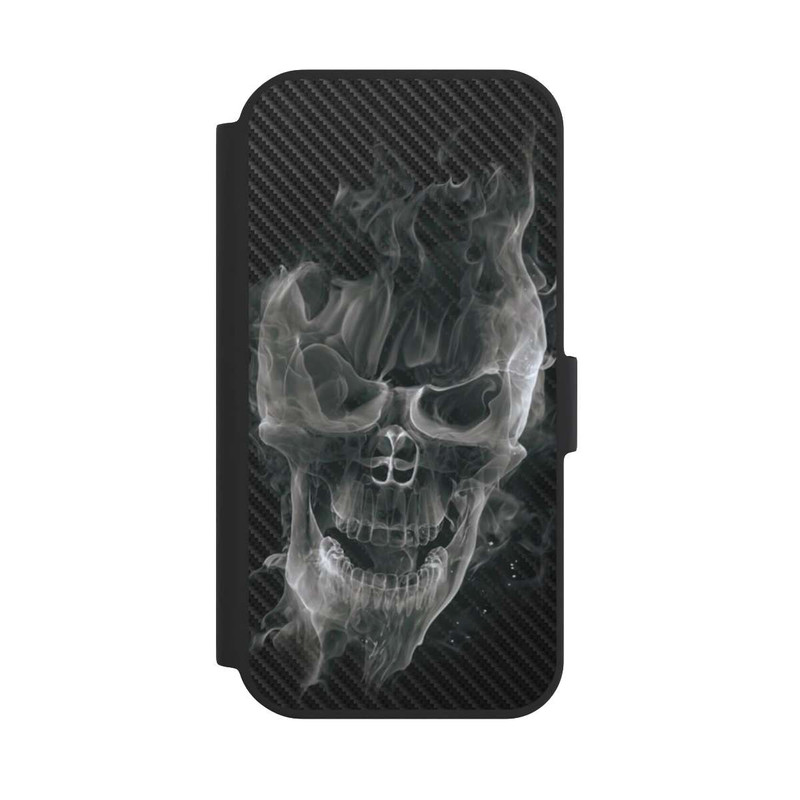 iPhone 15 NIVOflip rauchender Totenkopf Carbon