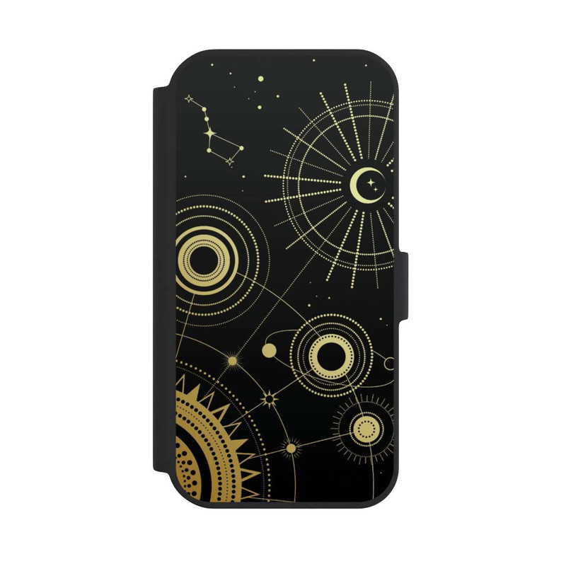 iPhone 15 NIVOflip Schwarzer und goldener Look Abstrakt