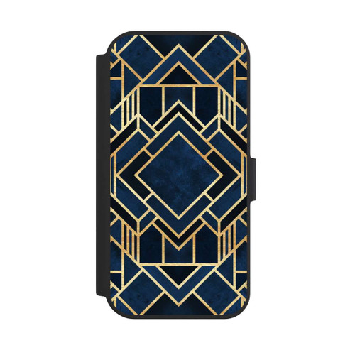 Apple iPhone 15 NIVOflip Kunst Deko Blau Golddruck