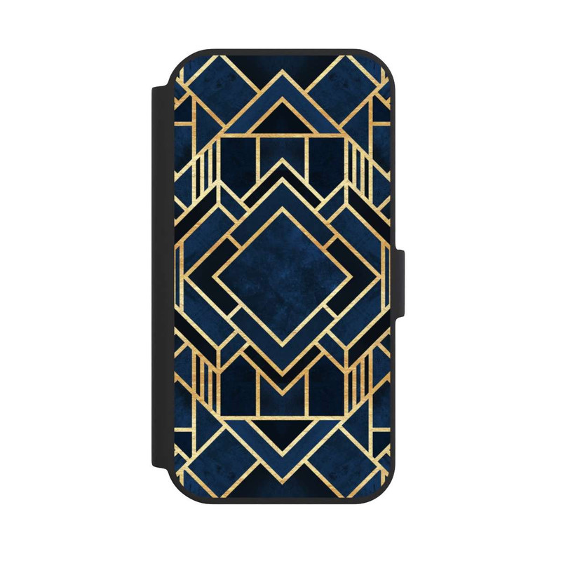 iPhone 15 NIVOflip Kunst Deko Blau Golddruck