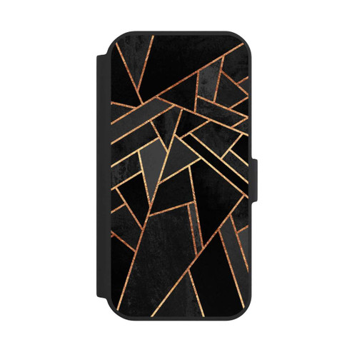 Apple iPhone 15 NIVOflip Schwarze Nacht Gold Druck