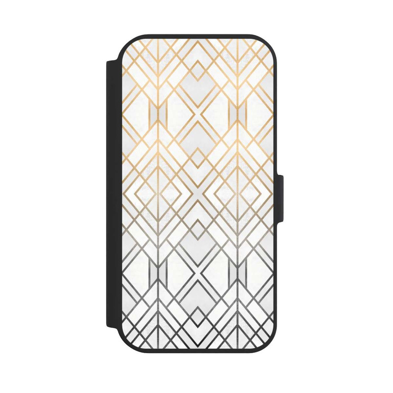 iPhone 15 NIVOflip Gold und Grauer Geo Golddruck