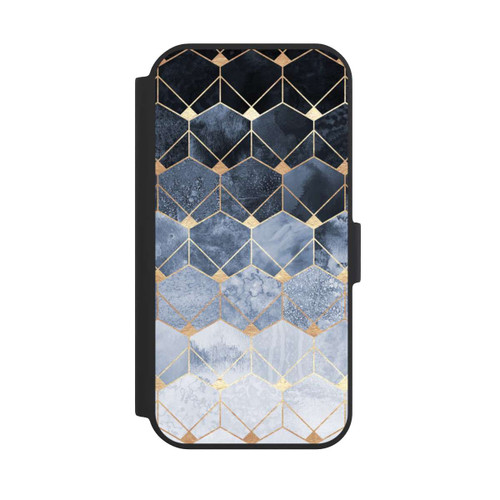 Apple iPhone 15 NIVOflip Blue Hexagons And Diamonds Gold Print