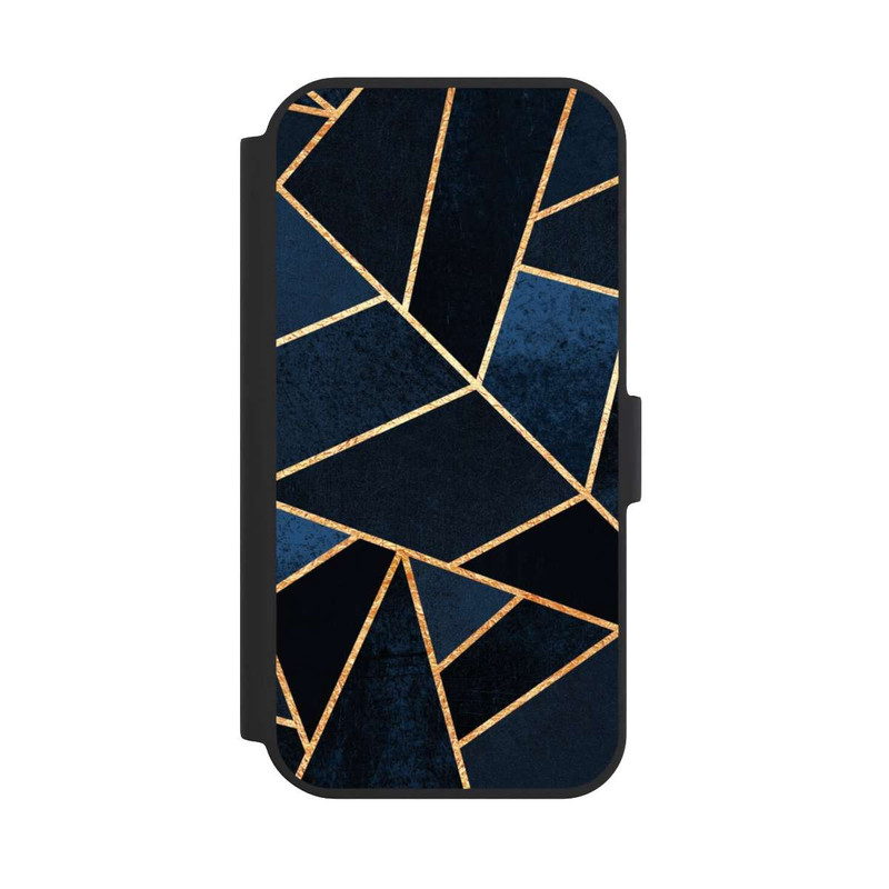 iPhone 15 NIVOflip Navy Stein Golddruck