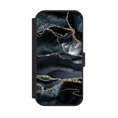 Apple iPhone 15 NIVOflip Dunkler Marmor Gold Glitzerlook
