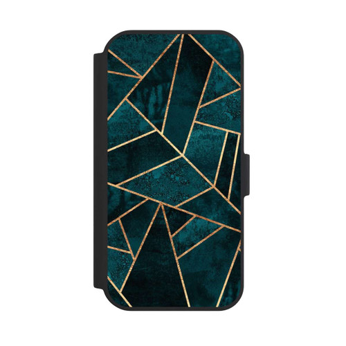 Apple iPhone 15 NIVOflip Tief Blaugrün Stein Gold Druck