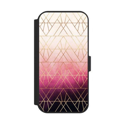 Apple iPhone 15 NIVOflip Pink Ombre Dreiecke Golddruck