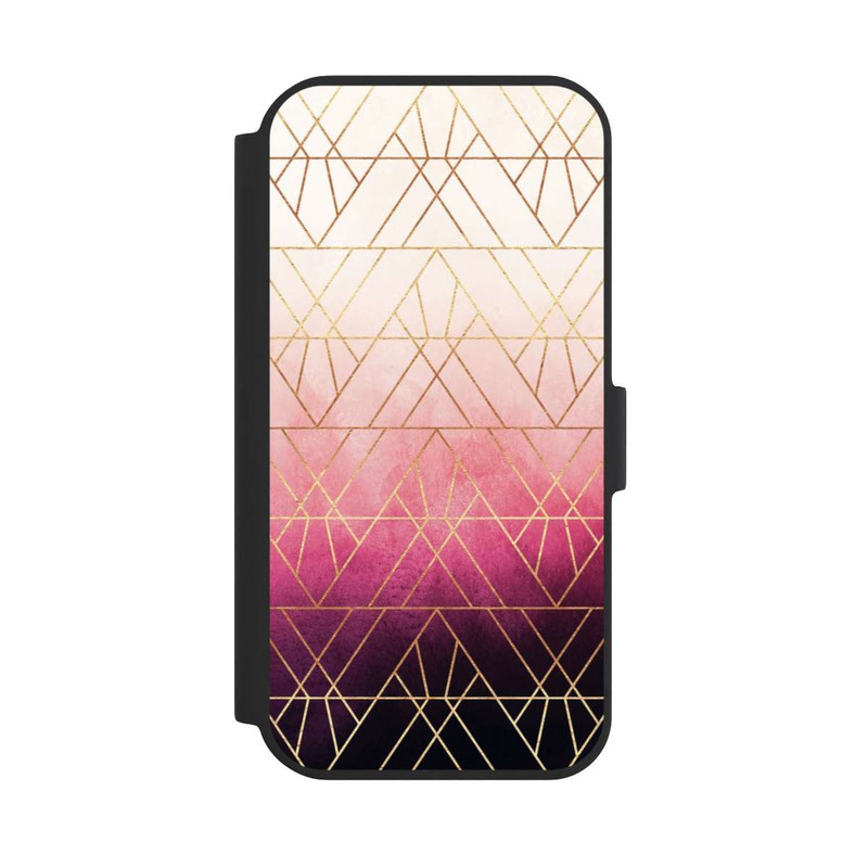iPhone 15 NIVOflip Pink Ombre Dreiecke Golddruck