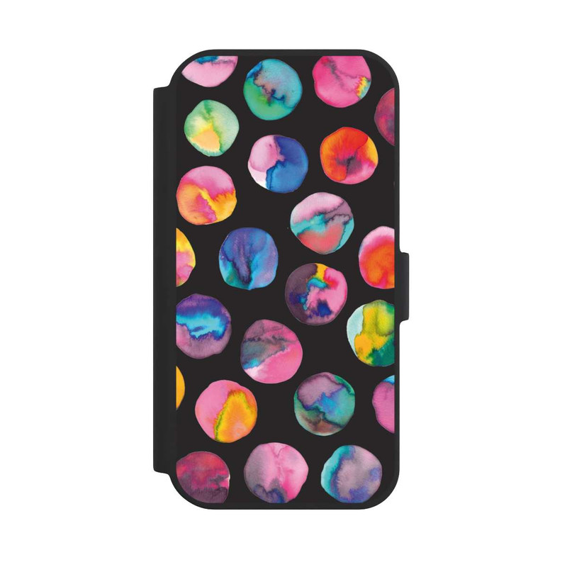 iPhone 15 NIVOflip Colorful Ink Marbles Dots Black