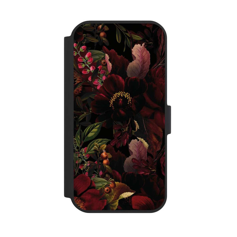 iPhone 15 NIVOflip Dunkle Rote Vintage Barock Rosen