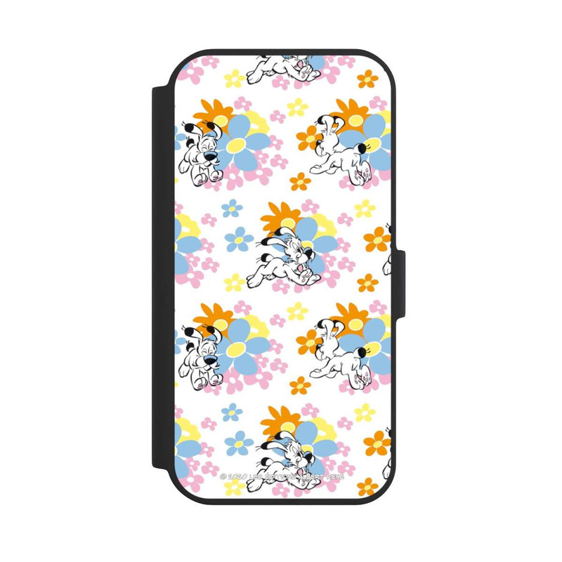 iPhone 15 NIVOflip Idéfix sur fleurs colorées