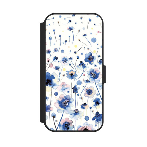 Apple iPhone 15 NIVOflip Aquarelltinte blaue Blumen