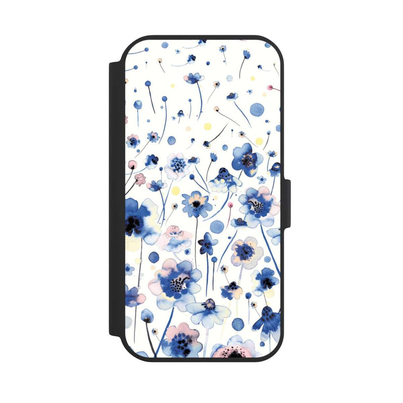 iPhone 15 NIVOflip Watercolor Ink Blue Flowers