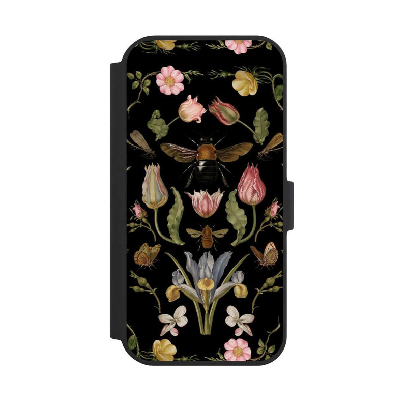 iPhone 15 NIVOflip Wildblumen und Biene Schwarz