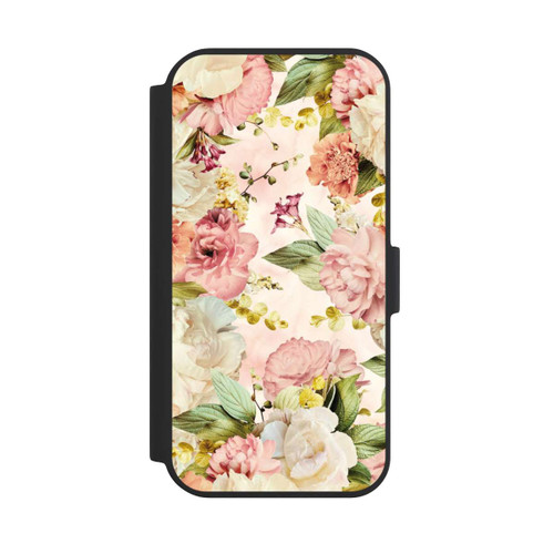Apple iPhone 15 NIVOflip Blumenrahmen Pfingstrosen Beige