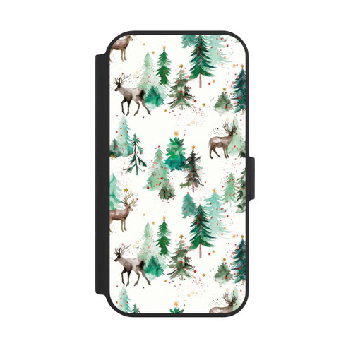 Apple iPhone 15 NIVOflip Hirsche und Winterweihnachtsbäume