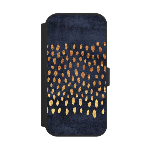 Apple iPhone 15 NIVOflip Muster Gold und Marine