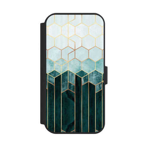 Apple iPhone 15 NIVOflip Blaugrüne Sechsecke