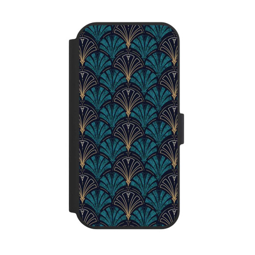 Apple iPhone 15 NIVOflip Art Deco Teal Gold Seamless