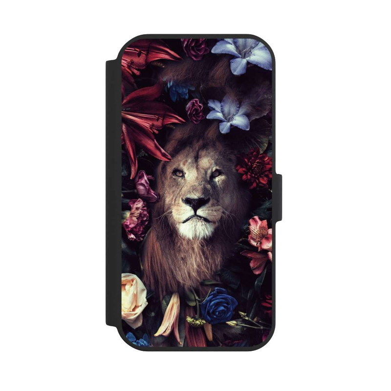 iPhone 15 NIVOflip Löwe Blumenrahmen