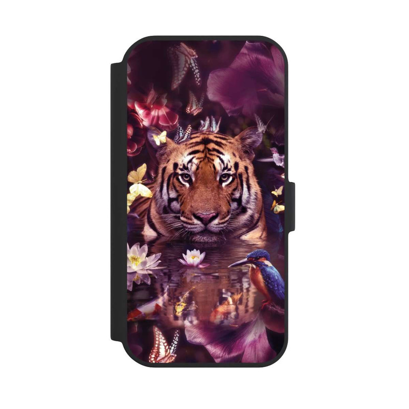 iPhone 15 NIVOflip Tiger Blumenrahmen