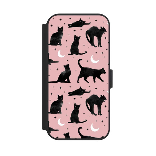 Apple iPhone 15 NIVOflip Katzen und Mond auf Rosa