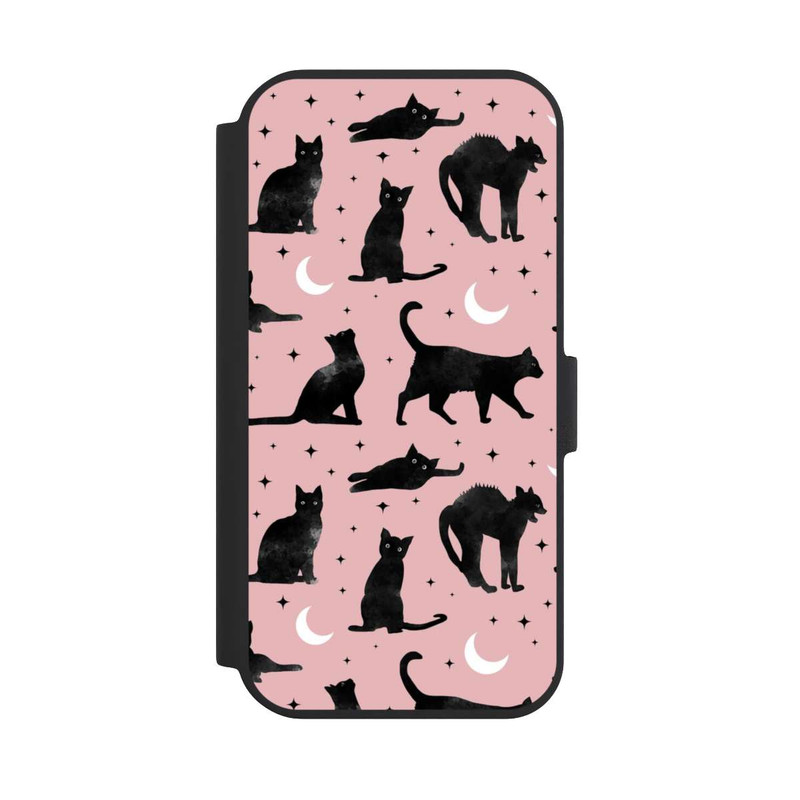 iPhone 15 NIVOflip Katzen und Mond auf Rosa
