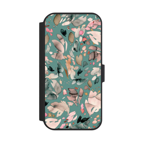 Apple iPhone 15 NIVOflip Abstrakte Blumenblätter grün