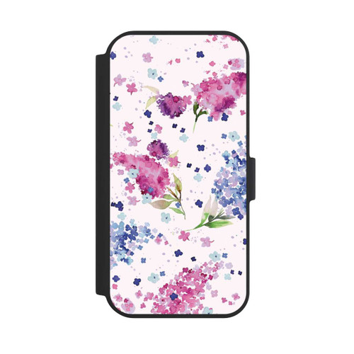 Apple iPhone 15 NIVOflip Hortensien Lila und Rosa Blumen