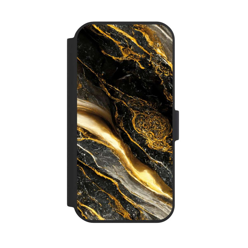 iPhone 15 NIVOflip Schwarze Marmor Goldschichten