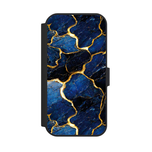 Apple iPhone 15 NIVOflip Blaue Marmor Gold Druck