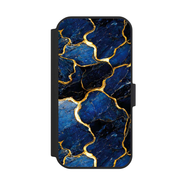 iPhone 15 NIVOflip Couches d'impression en marbre bleu et or