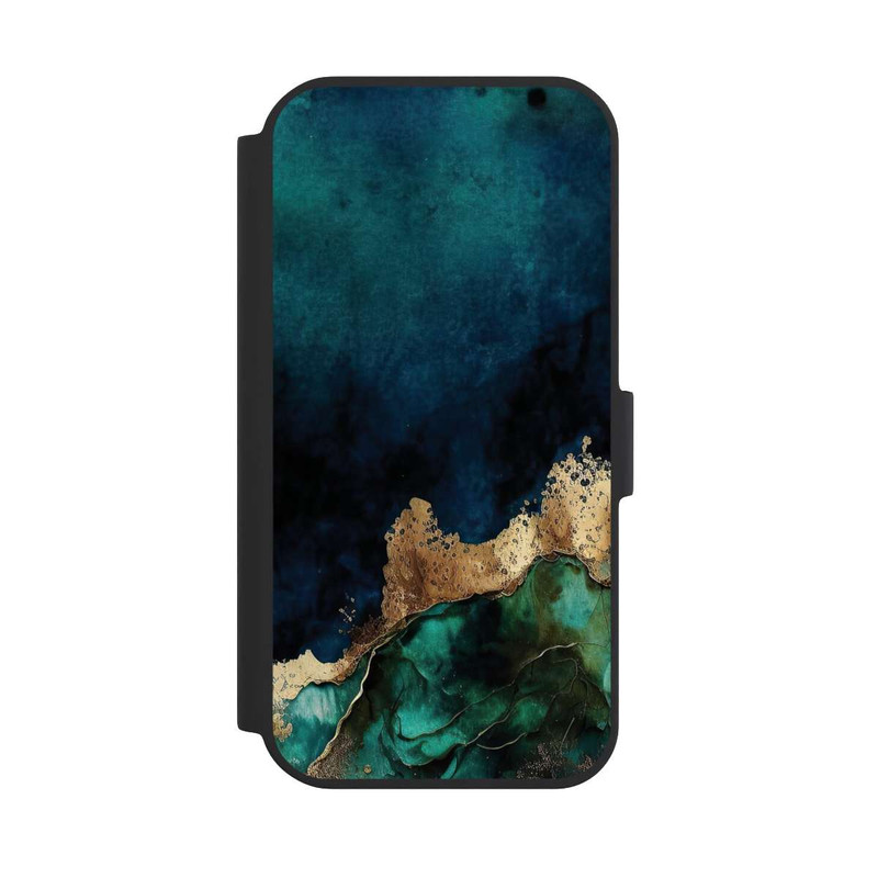 iPhone 15 NIVOflip Petrolblau mit Gold