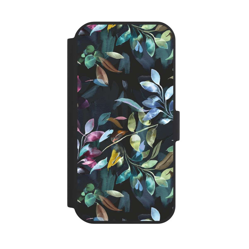 iPhone 15 NIVOflip Watercolor Mystic Leaves Black