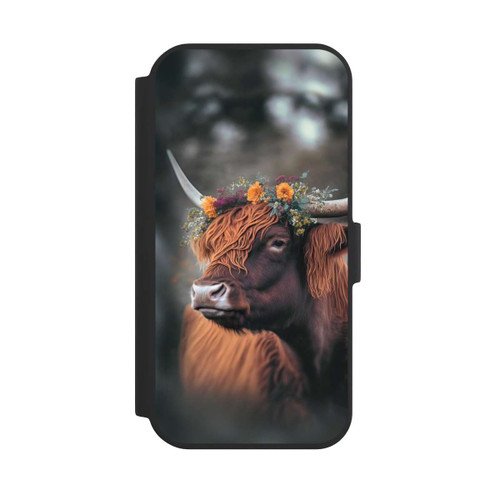 Apple iPhone 15 NIVOflip Hochland Rind mit Blumen mit KI