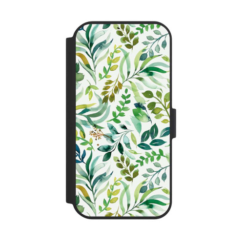 Apple iPhone 15 NIVOflip Aquarell Palmenblätter Botanisch Grün