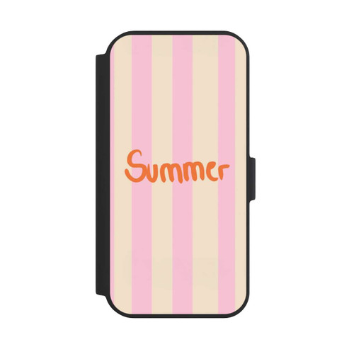 Apple iPhone 15 NIVOflip Summer- Rosa und Orange Streifen Hintergrund