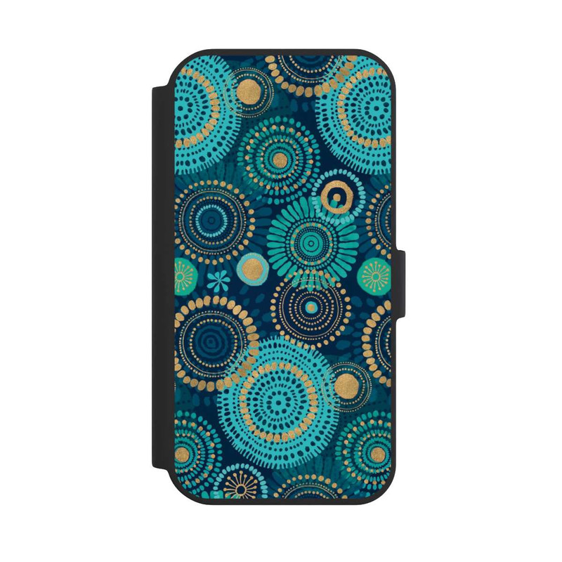 iPhone 15 NIVOflip Blockprint India Teal Gold