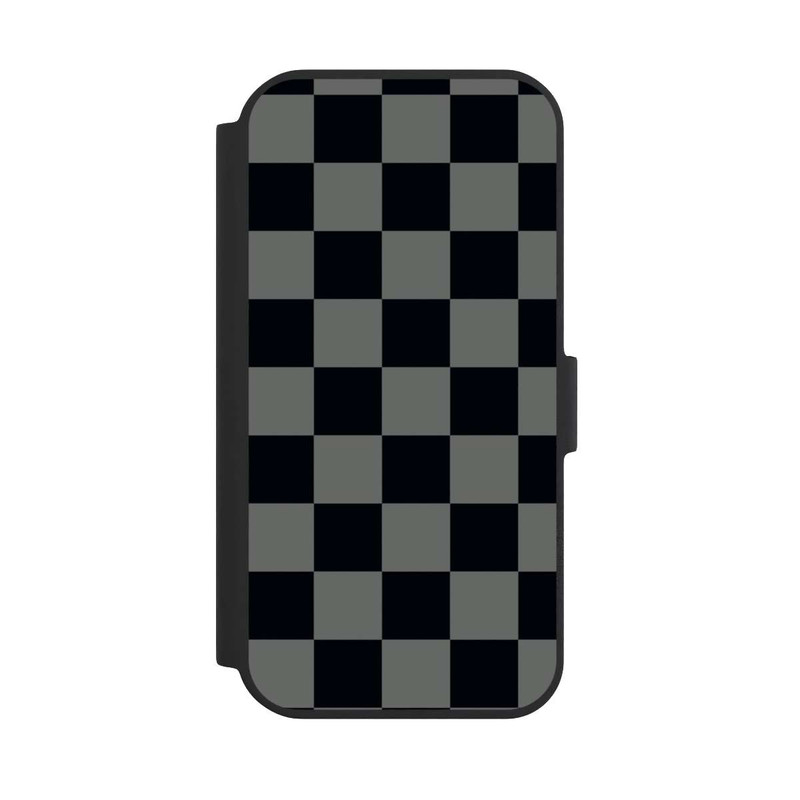 iPhone 15 NIVOflip Checked Pattern Black Grey